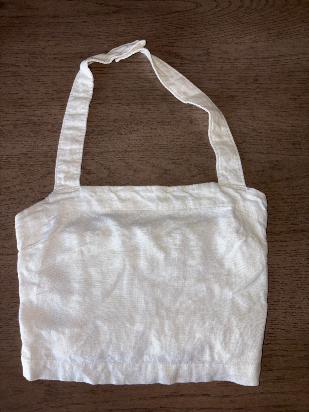 Abercrombie Linen-blend Cropped White Halter Top